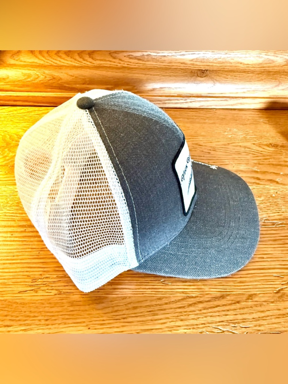 Gray & White Trucker Hat with Tattoo Shop Patch - Picture 5 of 10